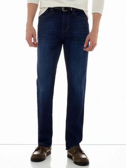 Flying Machine - Men Dark Blue Whiskered Freddie Slim Fit Jeans