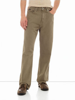 Flying Machine - Men Brown Solid Mid Rise Cobain Relaxed Fit Jeans