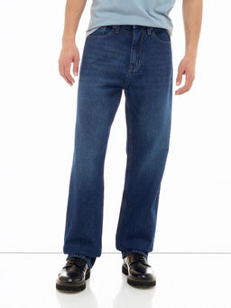 Flying Machine - Men Dark Blue Whiskered Cobain Relaxed Fit Jeans
