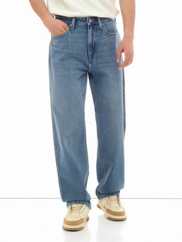 Flying Machine - Men Light Blue Whiskered Cobain Relaxed Fit Jeans