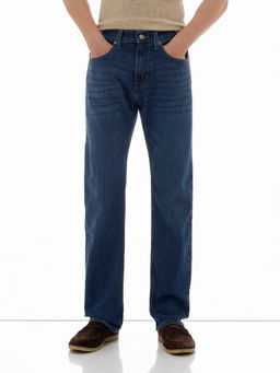 Flying Machine - Men Blue Solid Whiskered Straight Fit Jeans