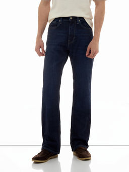 Flying Machine - Men Dark Blue Whiskered Bruce Bootcut Fit Jeans