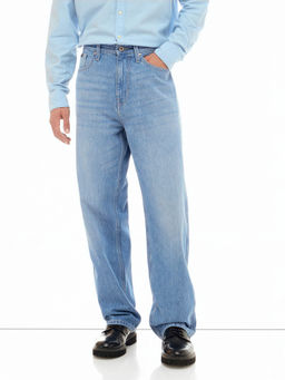Flying Machine - Men Light Blue Whiskered Cobain Loose Fit Jeans