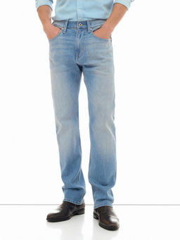 Flying Machine - Men Light Blue Whiskered Straight Fit Jeans
