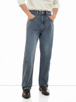 Flying Machine - Men Blue Whiskered Cobain Relaxed Fit Jeans