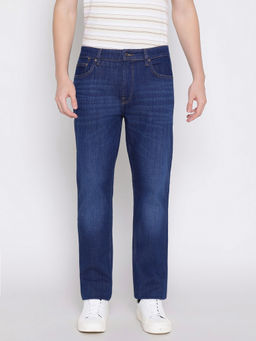 Guess - Men Blue Straight Fit Mid-Rise Jeans