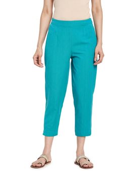 Fabindia - Cotton Elasticated Casual Pants - Turquoise