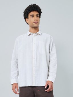 Styli - Blue Striped Relaxed Fit Spread Collar Full Sleeves Casual Shirt