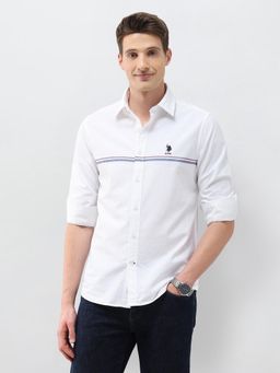 U.S. POLO ASSN. - White Oxford Regular Fit Solid Shirt