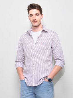 U.S. POLO ASSN. - Purple Vertical Striped Regular Fit Shirt