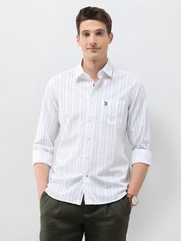 U.S. POLO ASSN. - White Vertical Striped Regular Fit Shirt
