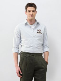U.S. POLO ASSN. - Green Oxford Regular Fit Vertical Striped Shirt