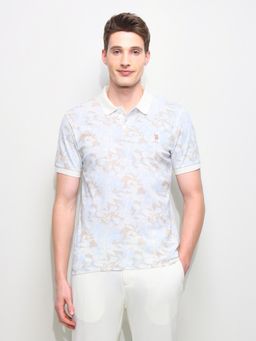 U.S. POLO ASSN. - Blue Floral Printed Slim Fit Polo T-Shirt