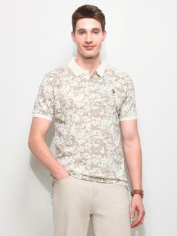 U.S. POLO ASSN. - Brown All Over Printed Slim Fit Polo T-Shirt