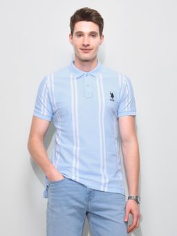 U.S. POLO ASSN. - Blue Vertical Striped Slim Fit Polo T-Shirt