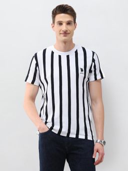 U.S. POLO ASSN. - White Vertical Striped Slim Fit T-Shirt