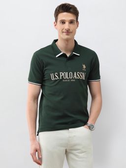 U.S. POLO ASSN. - Green Brand Embroidered Slim Fit Polo T-Shirt