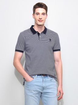 U.S. POLO ASSN. - Black Horizontal Striped Slim Fit Polo T-Shirt