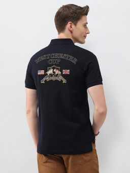 U.S. POLO ASSN. - Black Graphic Embroidered Slim Fit Polo T-Shirt
