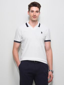 U.S. POLO ASSN. - White Solid Slim Fit Polo T-Shirt