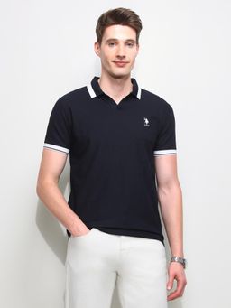 U.S. POLO ASSN. - Black Solid Slim Fit Polo T-Shirt