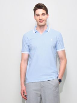 U.S. POLO ASSN. - Blue Solid Slim Fit Polo T-Shirt