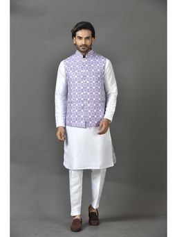 Simaaya - Purple Printed Premium Quality Cotton Silk Made Nehru Jacket for Men