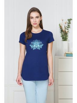 Van Heusen Woman Lingerie and Athleisure - Van Heusen Women Round Neck & Short Sleeve Lounge T-Shirt - Blue