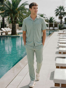 Nobero - Men Solid-Plain Green Co-Ord Set