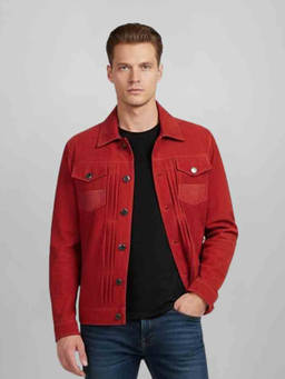 Saint G - Nico Red Leather Mens Jacket