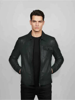 Saint G - Travis Green Olive Suede Leather Mens Jacket