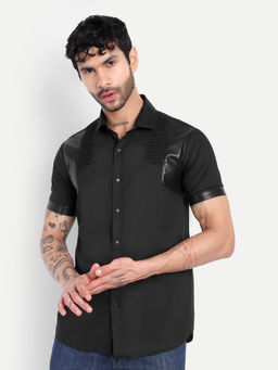 Pier seven - Men's Self Design Black Shirt