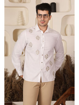 Pier seven - Men's Embroidered White Shirt