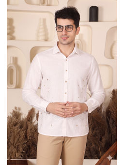 Pier seven - Men's Embroidered White Shirt