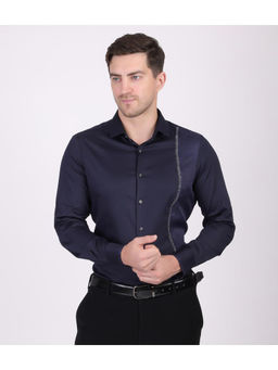 Pier seven - Men's Embroidered Navy Blue Shirt