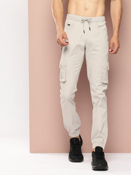 TURNFIT - Men Straight Fit Flat Front Cargo Joggers-Beige
