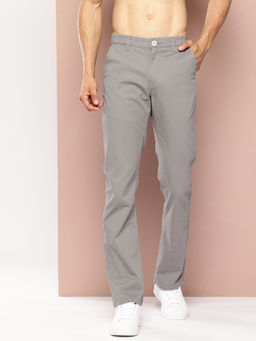 TURNFIT - Men Regular Fit Flat-Front Trouser-Grey