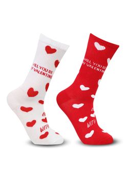 Bonjour - Valentines Day Special Crew-Length Socks - Multi-Color (Pack of 2)