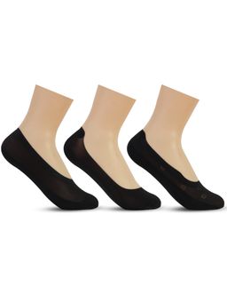 Bonjour - Womens Low-Cut Ankle Anti-Slip Grip No-Show Socks - Black (Pack of 3)