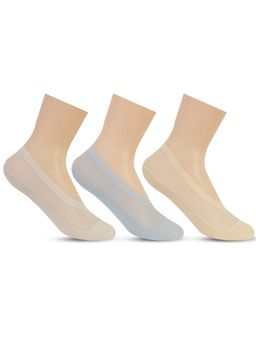 Bonjour - Womens Low-Cut Ankle Anti-Slip Grip No-Show Socks - Multi-Color (Pack of 3)