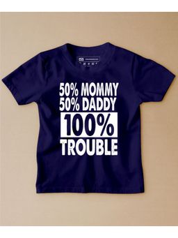 Be Awara - 100% Trouble Half Sleeves Kids T-shirt Navy Blue