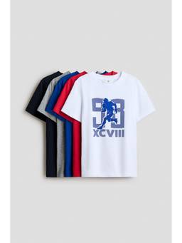 H&M - Boys Multi-Color 5-Pack Cotton T-Shirts