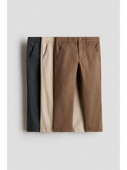 H&M - Boys Multi-Color 3-Pack Cotton Twill Chinos
