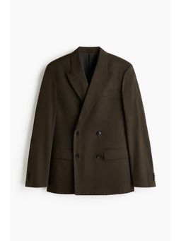 H&M - Men Green Relaxed Fit Double-Breasted Jacket