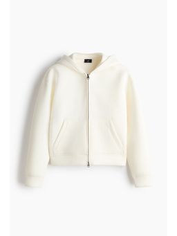 H&M - Men White Loose Fit Scuba Zip-Through Hoodie Jacket