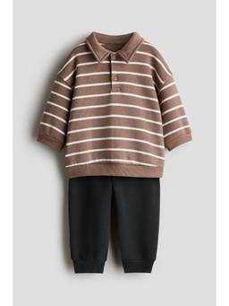 H&M - Boys Brown 2-Piece Polo T-Shirt and Joggers