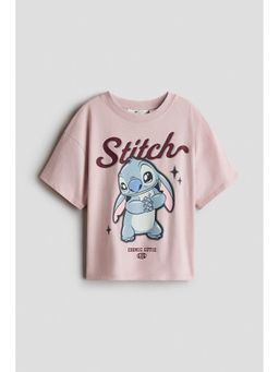 H&M - Girls Pink Print-Motif Cotton T-Shirt