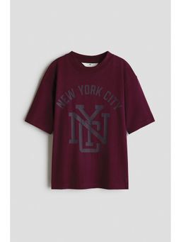 H&M - Boys Red Loose-Fit Printed T-Shirt