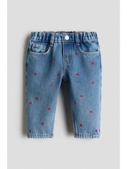 H&M - Girls Blue Embroidery-Detail Jeans