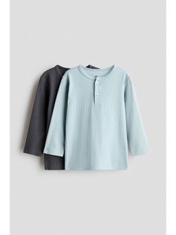 H&M - Boys Multi-Color 2-Pack Cotton Henley T-Shirts